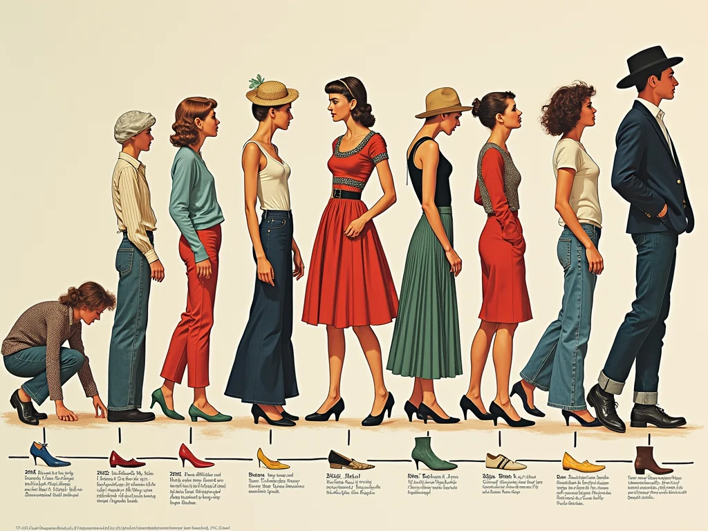 Style Evolution and Trends A collage showcasing the evolution of fashion from the 1920s to the present day