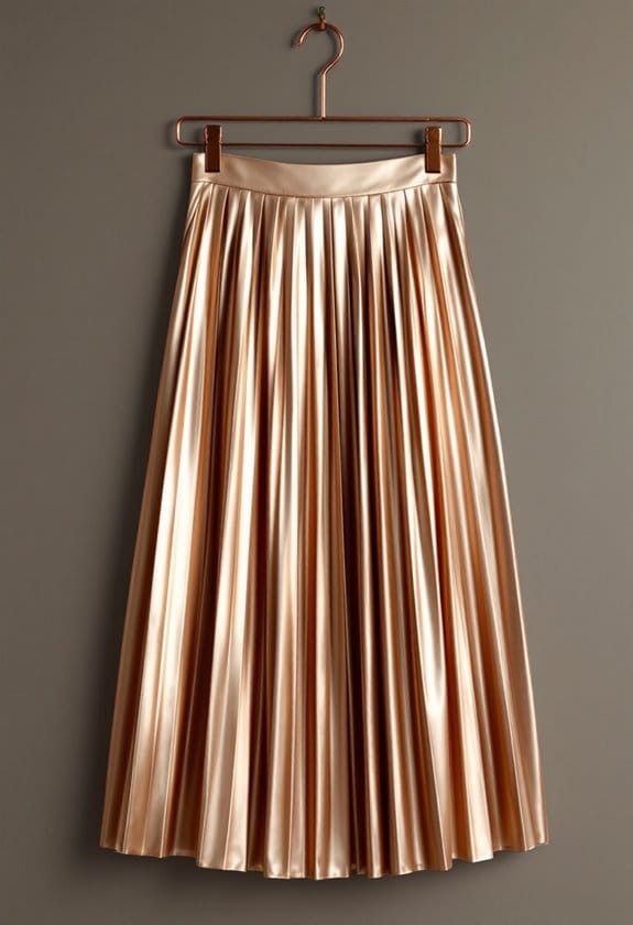 elegant pleated satin skirts