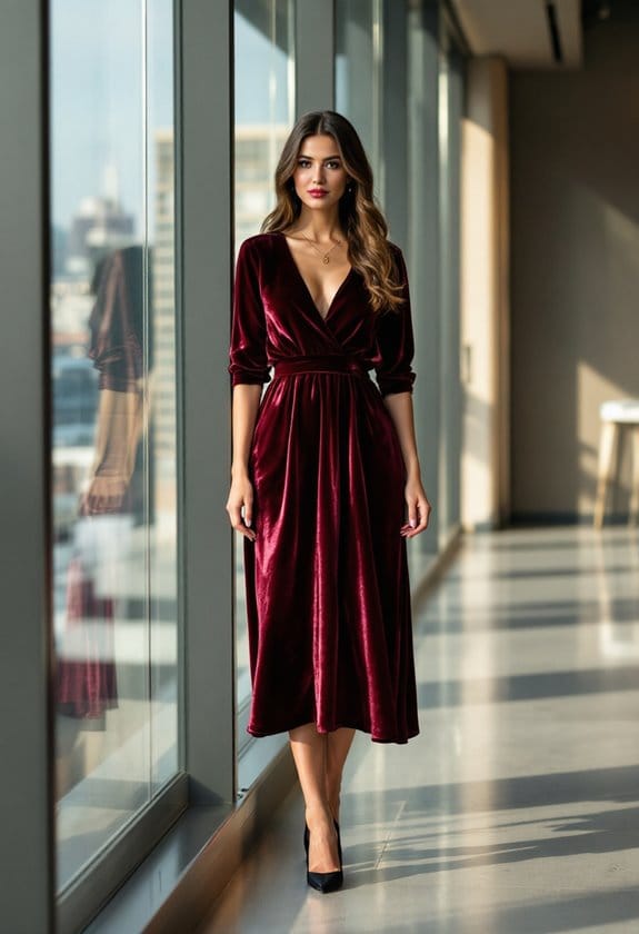 elegant velvet midi dress