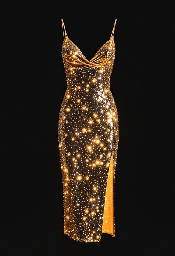 glittery midi length dresses