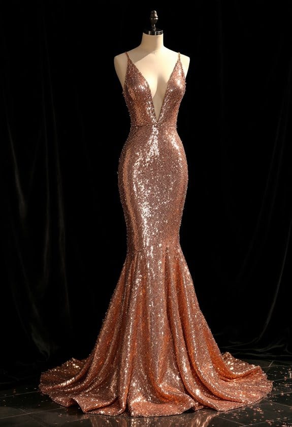 shimmering metallic evening glamour