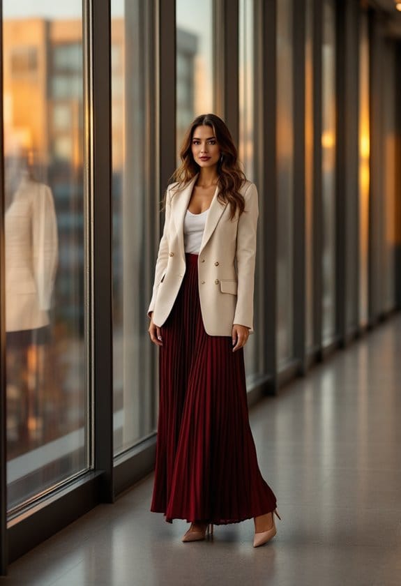 stylish pleated maxi outfit