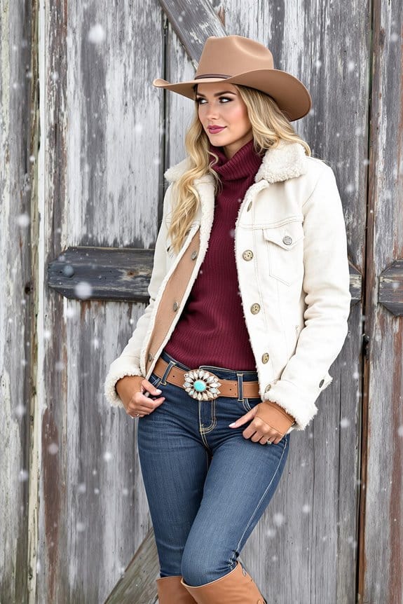 stylish warm winter cowgirl outfits
