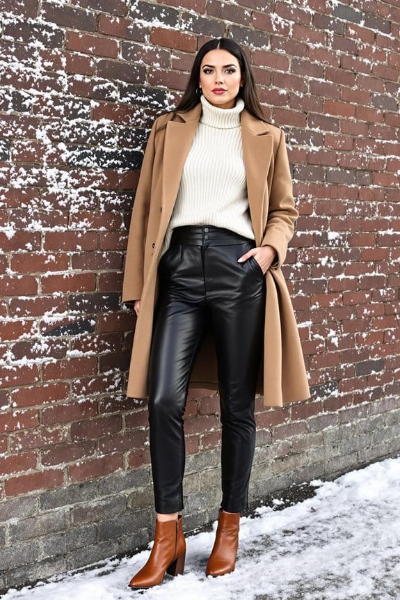 winter leather pants outfit